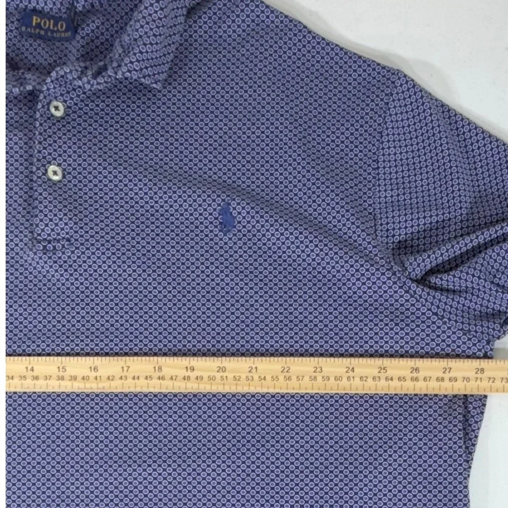 Polo Ralph Lauren Polo Shirt 3XB Blue Geometric Circle Print Cotton FLAW READ